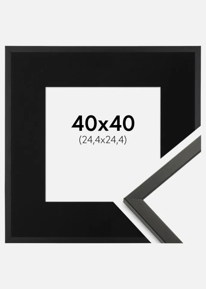 Ramme Galant Sort 40x40 cm - Passepartout Sort 10x10 inches