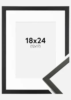 Ramme Galant Sort 18x24 cm - Passepartout Hvid 13x18 cm
