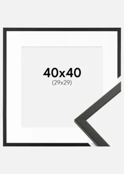 Ramme Galant Sort 40x40 cm - Passepartout Hvid 30x30 cm