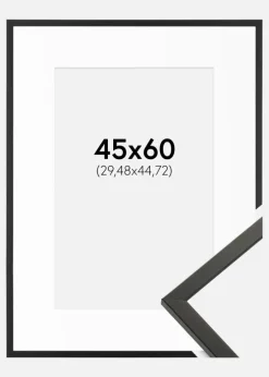 Ramme Galant Sort 45x60 cm - Passepartout Hvid 12x18 inches