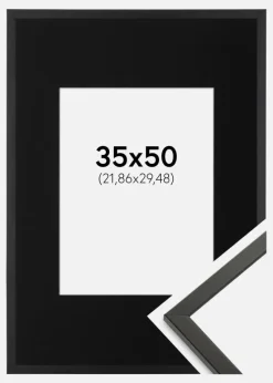 Ramme Galant Sort 35x50 cm - Passepartout Sort 9x12 inches