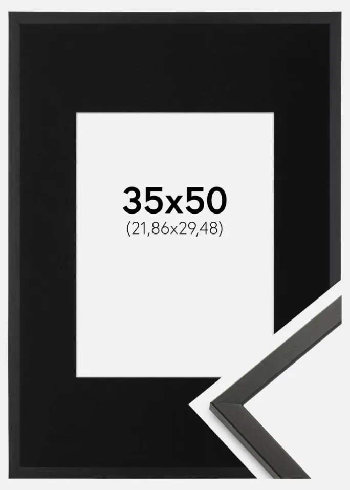 Ramme Galant Sort 35x50 cm - Passepartout Sort 9x12 inches