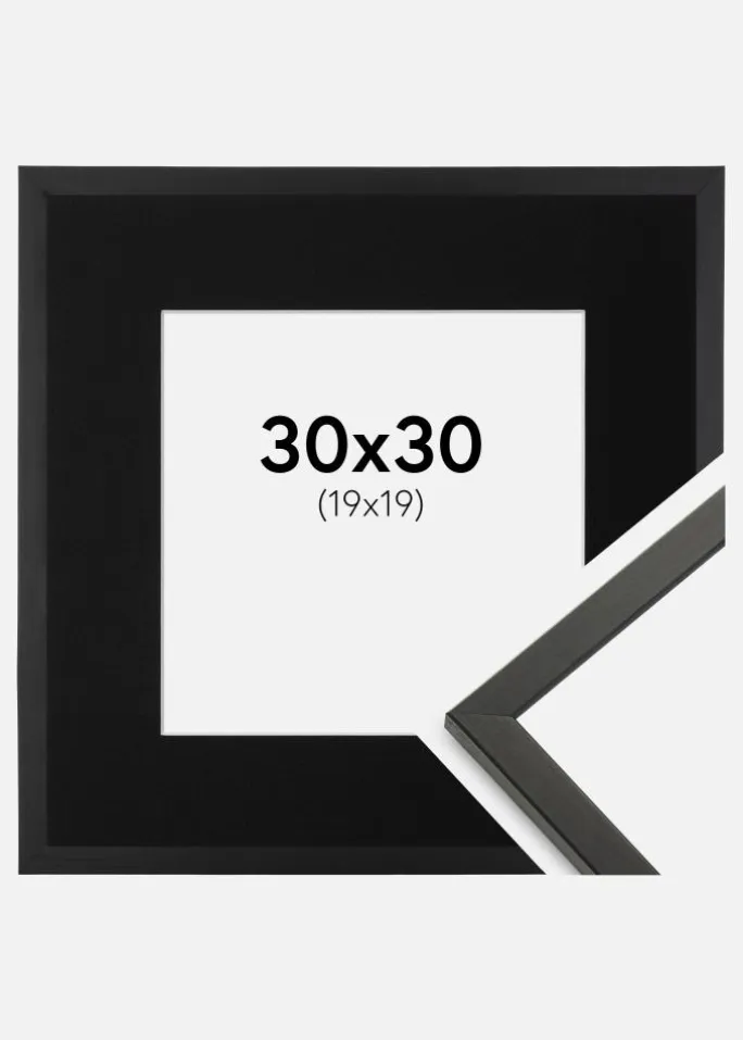 Ramme Galant Sort 30x30 cm - Passepartout Sort 20x20 cm