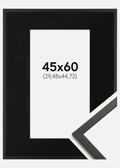 Ramme Galant Sort 45x60 cm - Passepartout Sort 12x18 inches