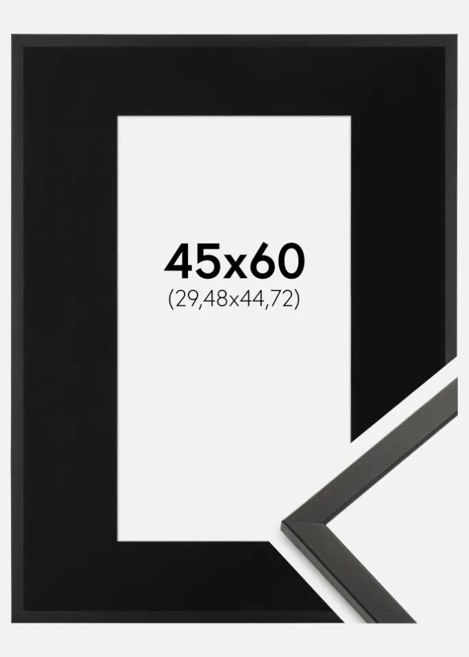 Ramme Galant Sort 45x60 cm - Passepartout Sort 12x18 inches