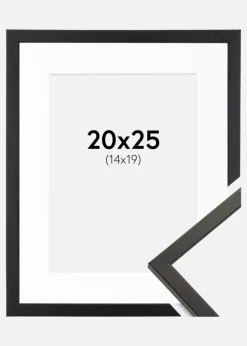 Ramme Galant Sort 20x25 cm - Passepartout Hvid 15x20 cm