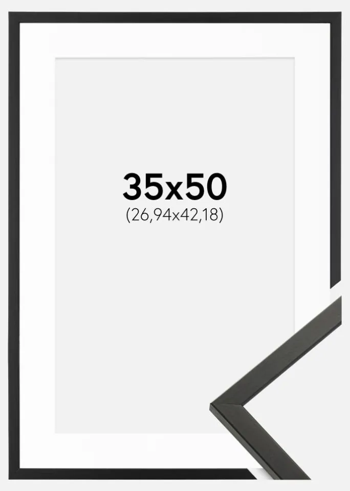 Ramme Galant Sort 35x50 cm - Passepartout Hvid 11x17 inches
