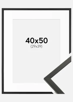 Ramme Galant Sort 40x50 cm - Passepartout Hvid 30x40 cm