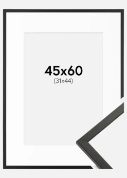 Ramme Galant Sort 45x60 cm - Passepartout Hvid 32x45 cm