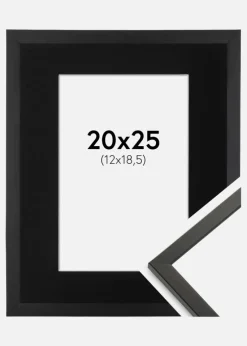 Ramme Galant Sort 20x25 cm - Passepartout Sort 13x19,5 cm