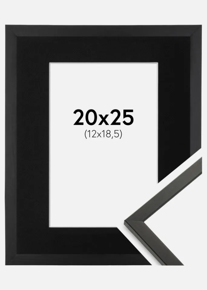 Ramme Galant Sort 20x25 cm - Passepartout Sort 13x19,5 cm