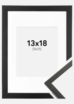 Ramme Galant Sort 13x18 cm - Passepartout Hvid 10x12 cm