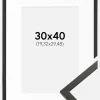 Ramme Galant Sort 30x40 cm - Passepartout Hvid 8x12 inches