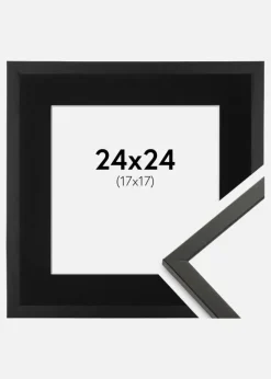 Ramme Galant Sort 24x24 cm - Passepartout Sort 18x18 cm