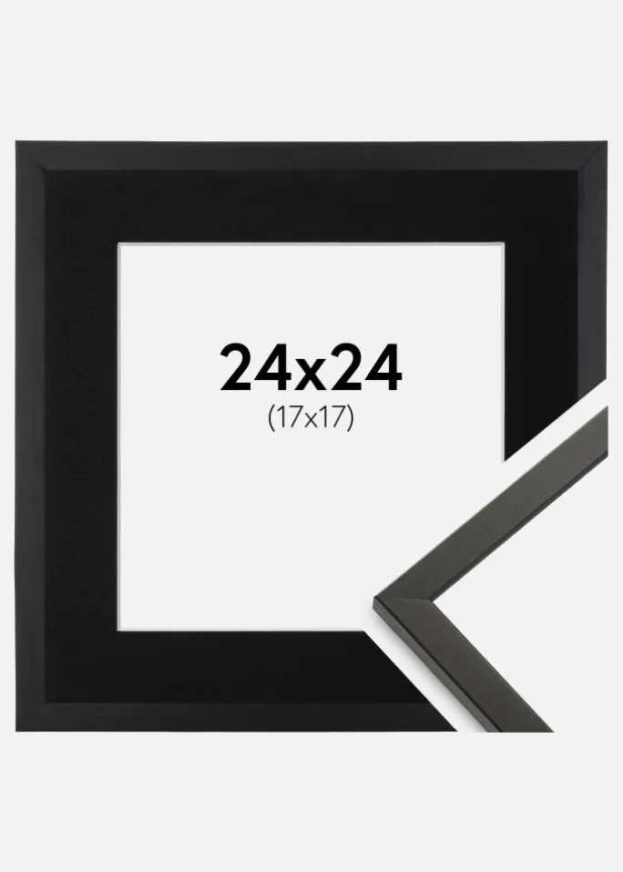 Ramme Galant Sort 24x24 cm - Passepartout Sort 18x18 cm