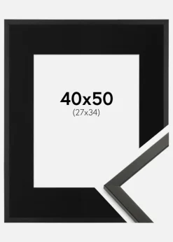 Ramme Galant Sort 40x50 cm - Passepartout Sort 28x35 cm