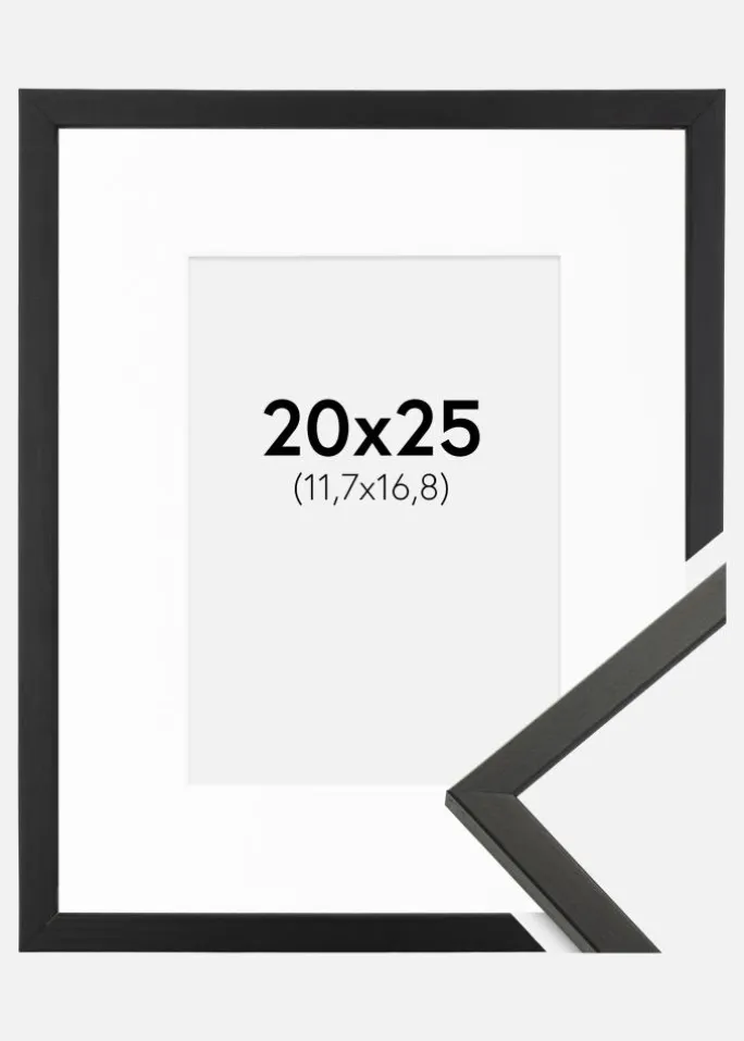 Ramme Galant Sort 20x25 cm - Passepartout Hvid 5x7 inches
