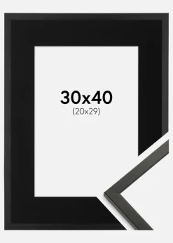 Ramme Galant Sort 30x40 cm - Passepartout Sort 21x30 cm