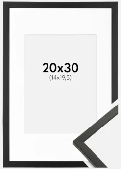 Ramme Galant Sort 20x30 cm - Passepartout Hvid 15x21 cm (A5)