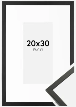 Ramme Galant Sort 20x30 cm - Passepartout Hvid 10x20 cm