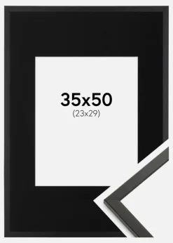 Ramme Galant Sort 35x50 cm - Passepartout Sort 24x30 cm