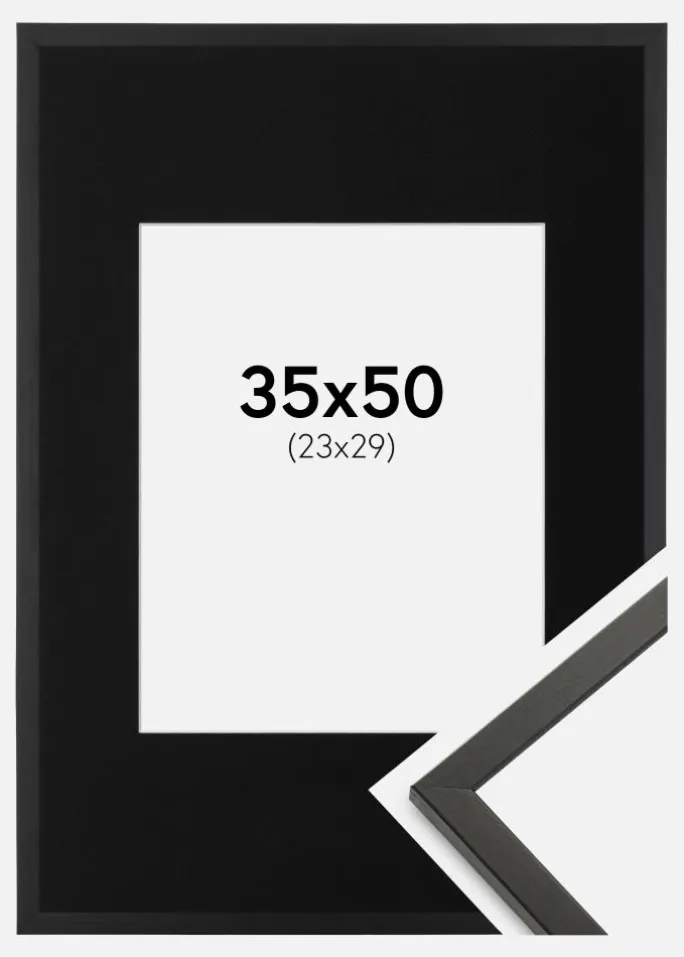 Ramme Galant Sort 35x50 cm - Passepartout Sort 24x30 cm