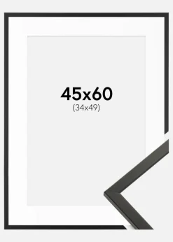 Ramme Galant Sort 45x60 cm - Passepartout Hvid 35x50 cm