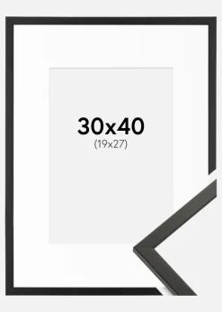 Ramme Galant Sort 30x40 cm - Passepartout Hvid 20x28 cm