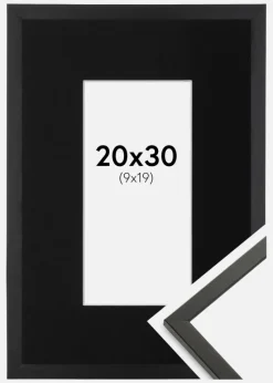 Ramme Galant Sort 20x30 cm - Passepartout Sort 10x20 cm