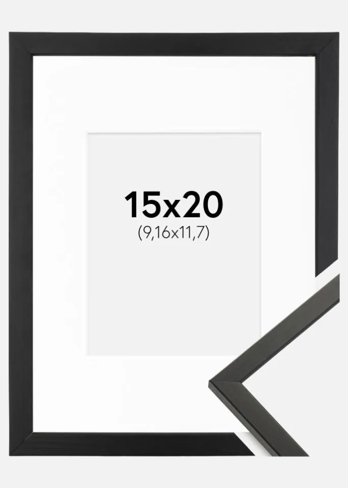 Ramme Galant Sort 15x20 cm - Passepartout Hvid 4x5 inches