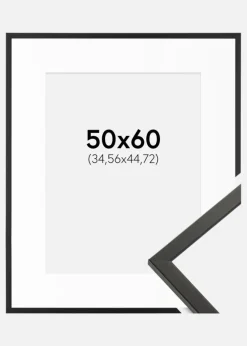 Ramme Galant Sort 50x60 cm - Passepartout Hvid 14x18 inches