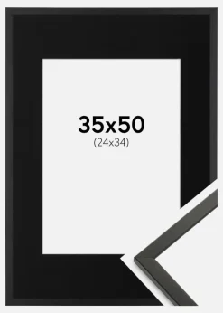 Ramme Galant Sort 35x50 cm - Passepartout Sort 25x35 cm