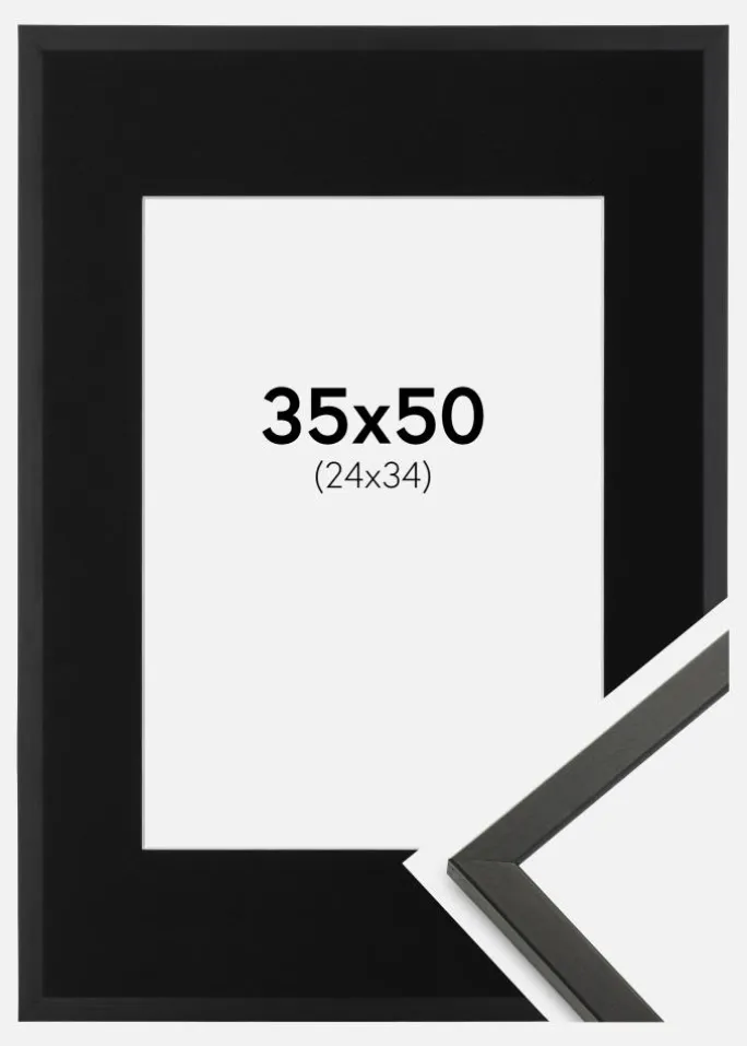 Ramme Galant Sort 35x50 cm - Passepartout Sort 25x35 cm