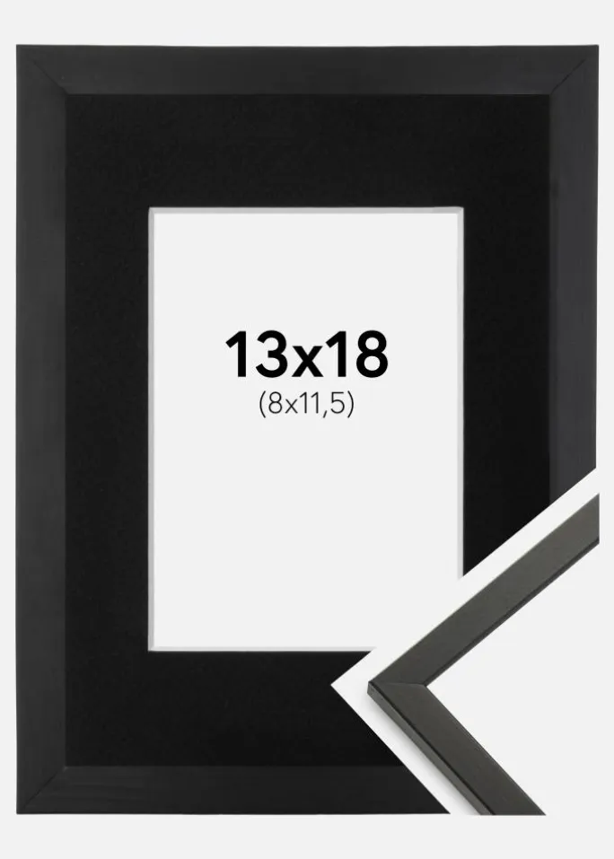 Ramme Galant Sort 13x18 cm - Passepartout Sort 9x12 cm