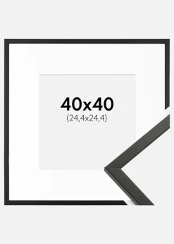 Ramme Galant Sort 40x40 cm - Passepartout Hvid 10x10 inches