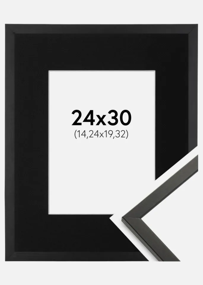 Ramme Galant Sort 24x30 cm - Passepartout Sort 6x8 inches
