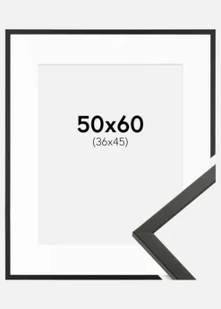 Ramme Galant Sort 50x60 cm - Passepartout Hvid 37x46 cm