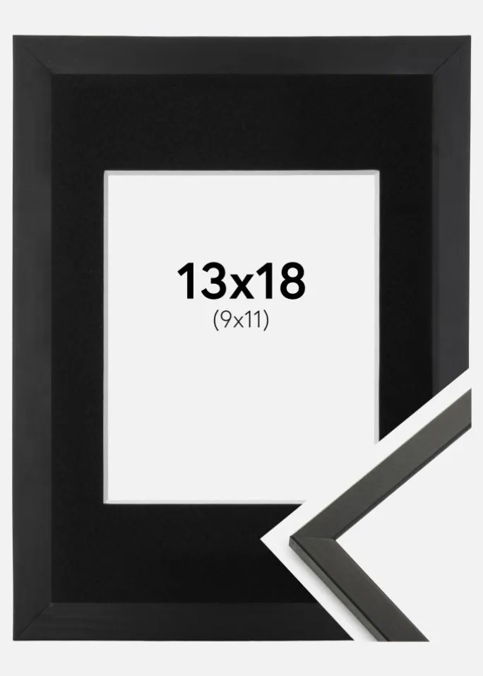 Ramme Galant Sort 13x18 cm - Passepartout Sort 10x12 cm