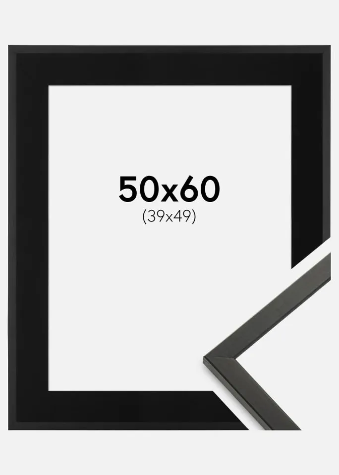 Ramme Galant Sort 50x60 cm - Passepartout Sort 40x50 cm