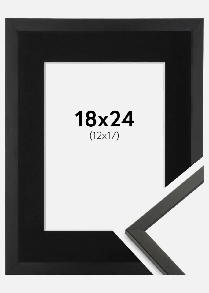 Ramme Galant Sort 18x24 cm - Passepartout Sort 13x18 cm