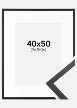 Ramme Galant Sort 40x50 cm - Passepartout Hvid 27,5x37 cm