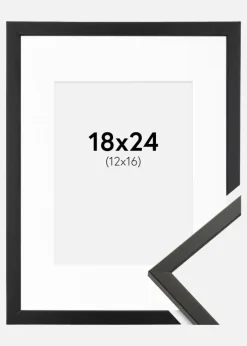 Ramme Galant Sort 18x24 cm - Passepartout Hvid 13x17 cm
