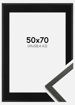 Ramme Galant Sort 50x70 cm - Passepartout Sort 42x59,4 cm (A2)
