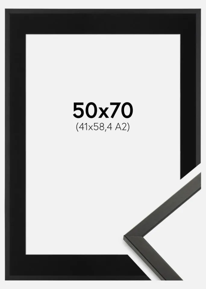 Ramme Galant Sort 50x70 cm - Passepartout Sort 42x59,4 cm (A2)