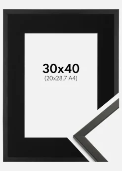 Ramme Galant Sort 30x40 cm - Passepartout Sort 21x29,7 cm (A4)