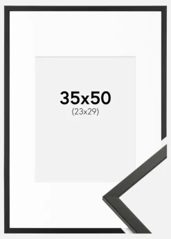 Ramme Galant Sort 35x50 cm - Passepartout Hvid 24x30 cm