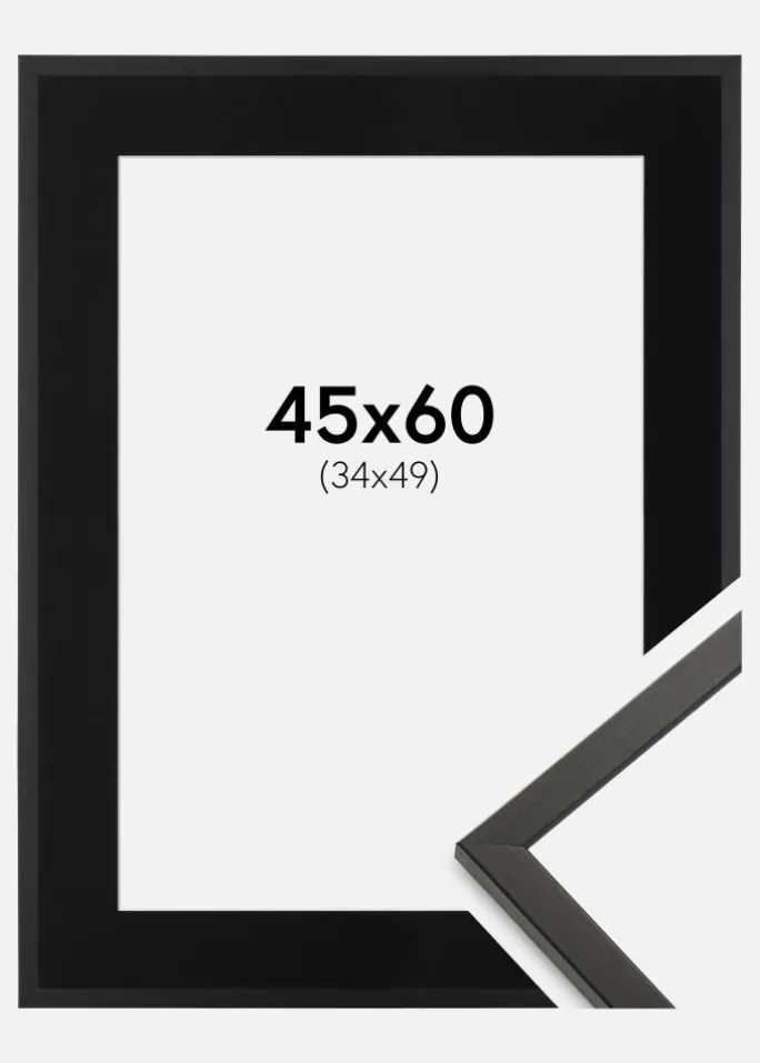 Ramme Galant Sort 45x60 cm - Passepartout Sort 35x50 cm