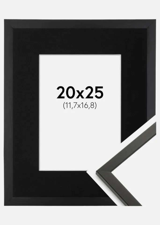Ramme Galant Sort 20x25 cm - Passepartout Sort 5x7 inches