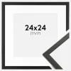 Ramme Galant Sort 24x24 cm - Passepartout Hvid 18x18 cm