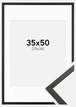 Ramme Galant Sort 35x50 cm - Passepartout Hvid 30x35 cm